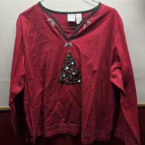 Holiday Red Long Sleeve Top